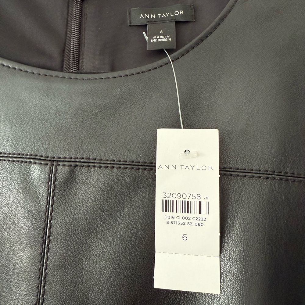 Ann Taylor Black Faux Leather Dress NWT - Picture 2 of 2